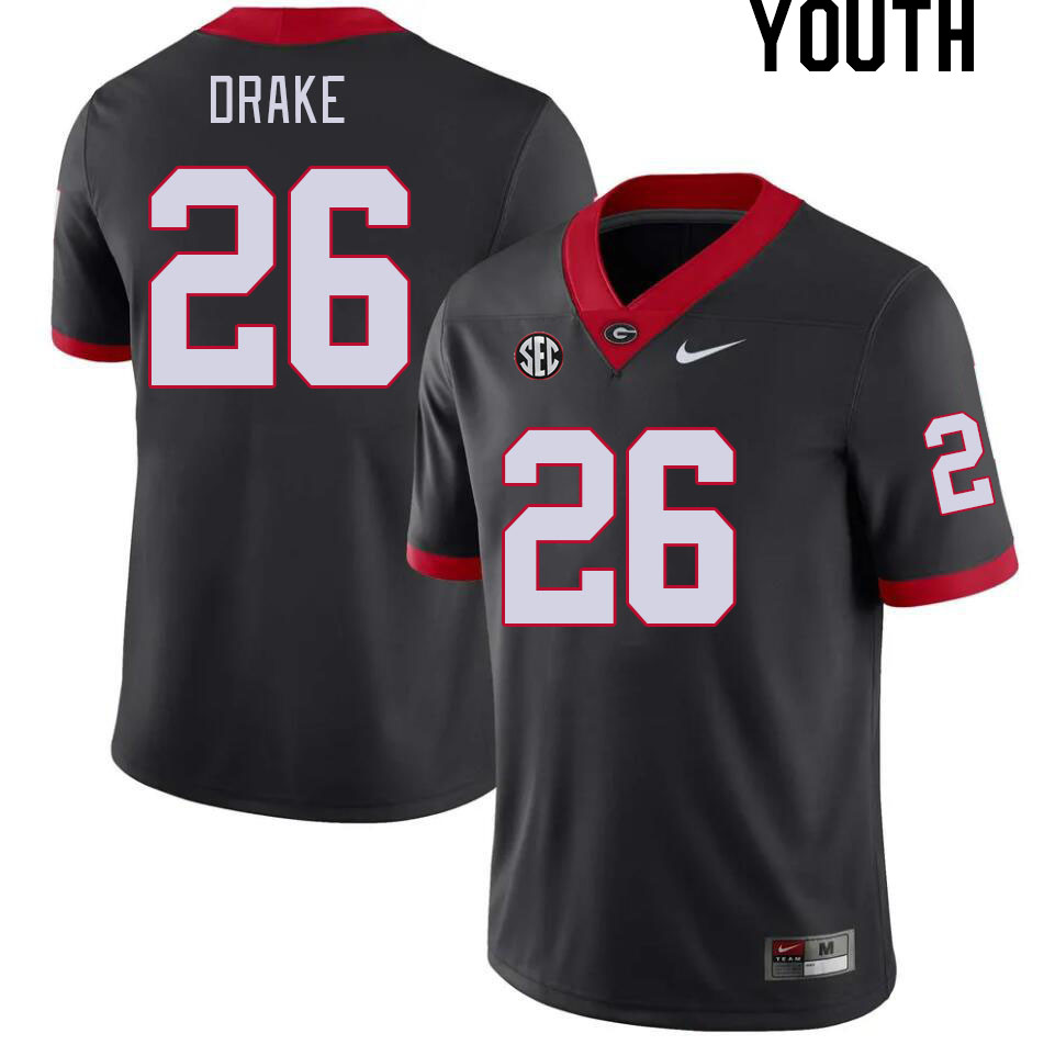 Youth #26 Collin Drake Georgia Bulldogs College Football Jerseys Stitched-Black - Click Image to Close